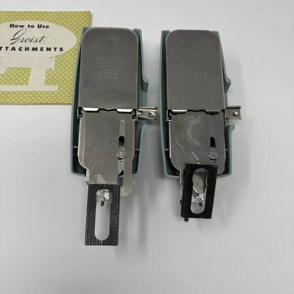 Set of 2 Greist Buttonholers Model Automatic Buttonhole Stitch Attachments w Box - Picture 6 of 12